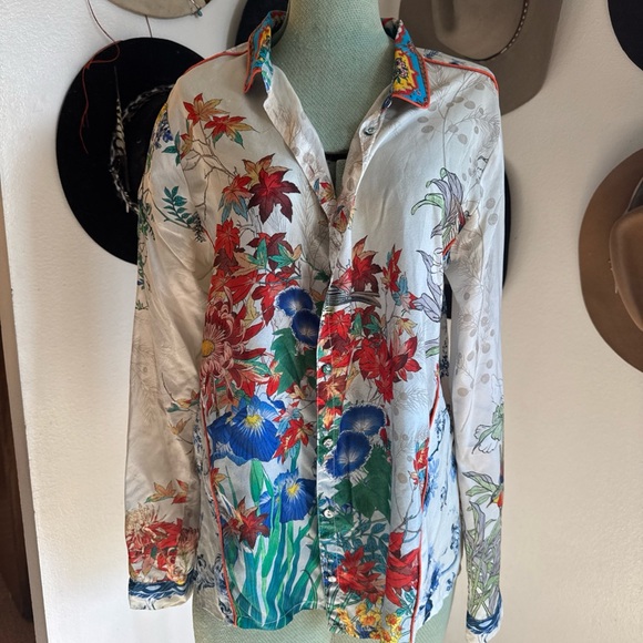 Johnny Was Tops - Johnny Was Beautiful oritental bird button up RARE✨